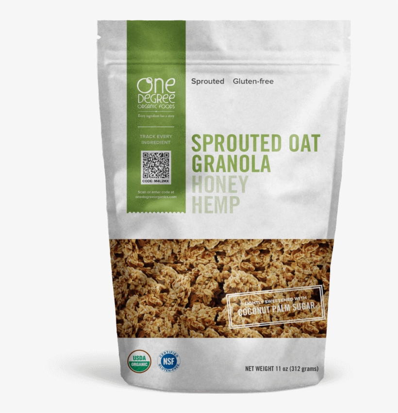 Sprouted Oat Honey Hemp Granola, 312g - One Degree Organic Foods, transparent png