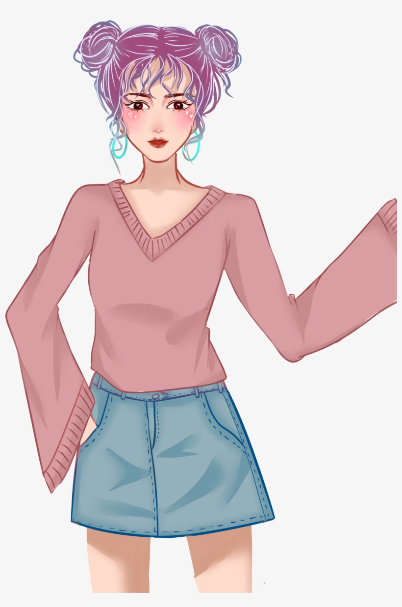 Cartoon Fashion Shopping Girl Png And Psd - Miniskirt, transparent png