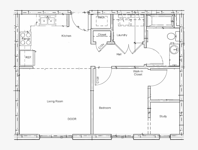 Douglass Next Door 1 Bedroom Floorplan - Floor Plan, transparent png