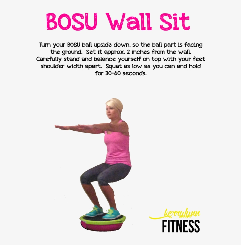 Picture Black And White Library Bosu Kerry Lynn Fitness - Bosu Wall Sit, transparent png