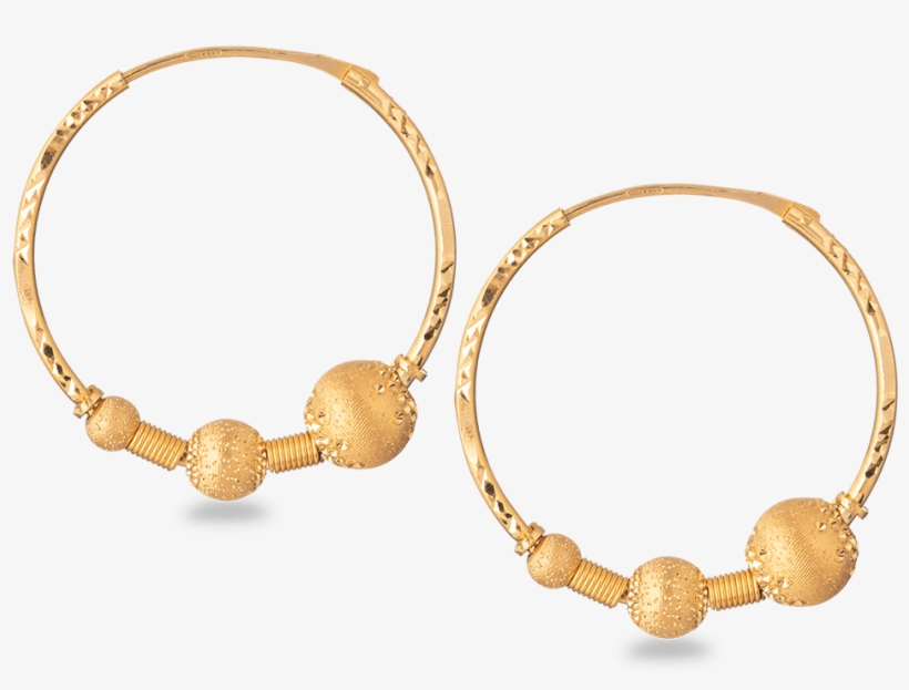 22ct Indian Gold Ball Hoop Earring - Indian Jewellery Gold, transparent png