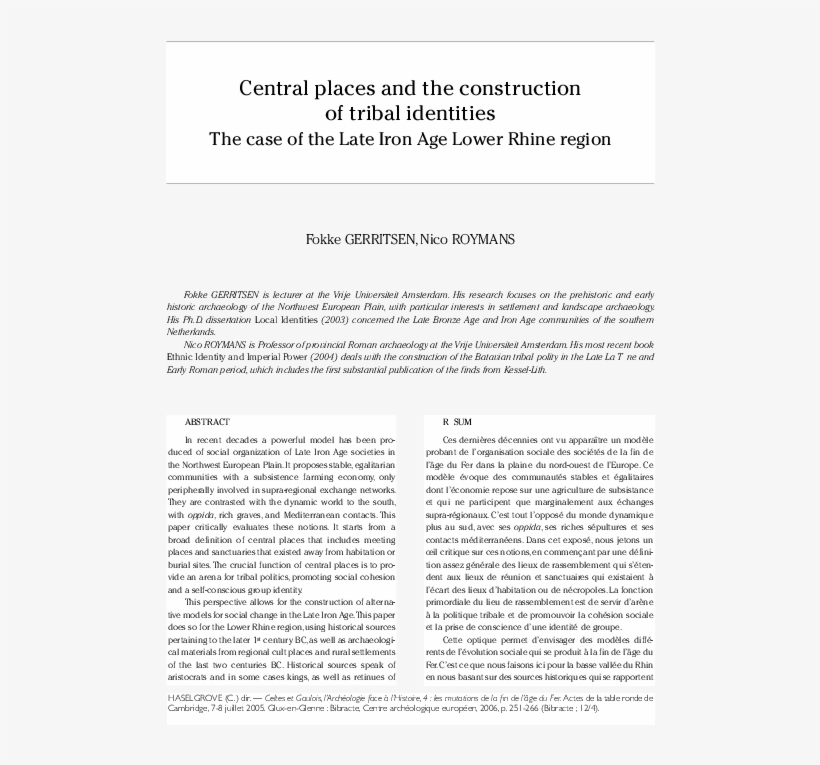 Central Places And The Construction Of Tribal Identities - Journal About Visible Light, transparent png