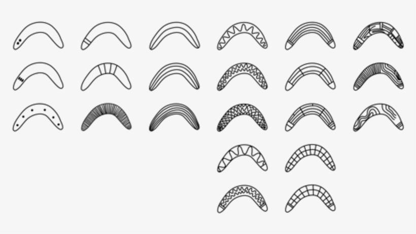 Stylised Line Drawings Of Engraved Boomerang Design - Boomerang Design Black And White, transparent png