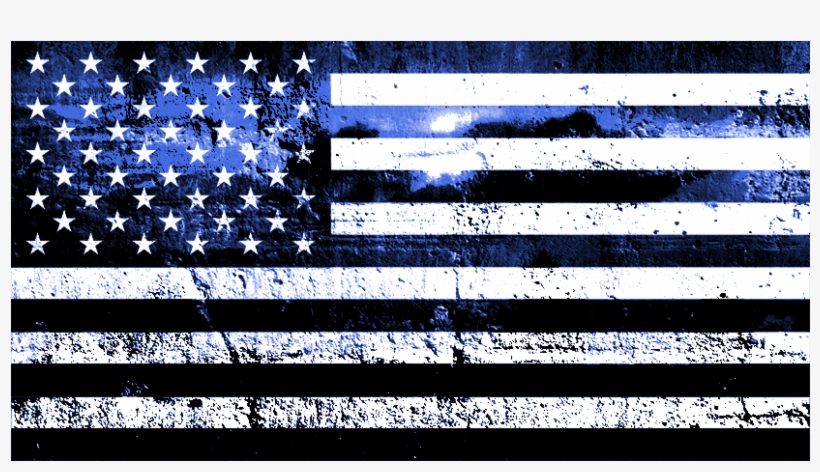 Patriotic Thin Blue Line Police Design - Distressed American Flag Clipart, transparent png