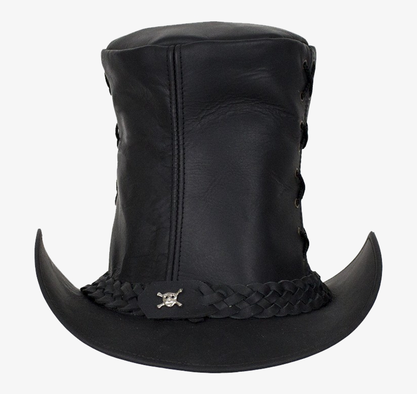 Black Leather Top Hat With Chrome Skull - Work Boots, transparent png