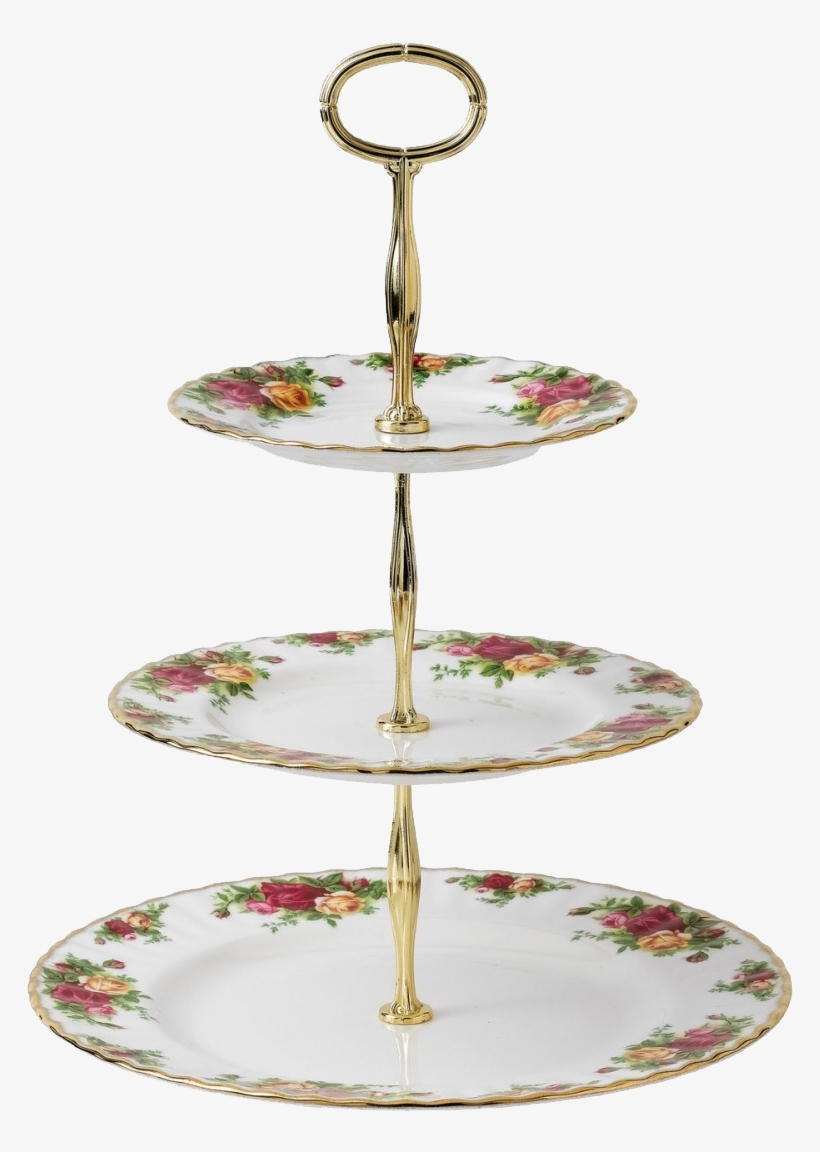 3 Tier Vintage China Cake Stand - Royal Albert Old Country Roses Cake Stand, transparent png