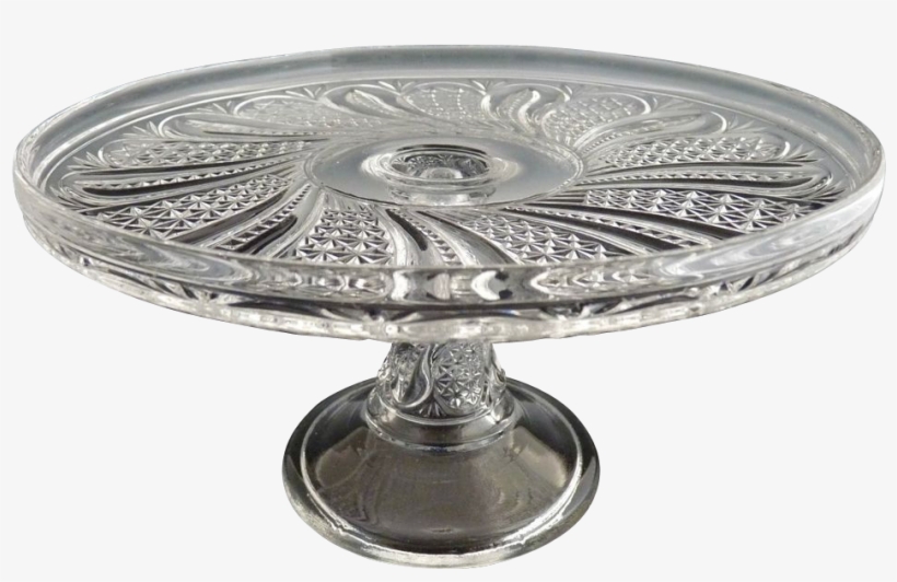 Mckee Antique Glass Cake Stand Salver Doric Feather - Antique, transparent png