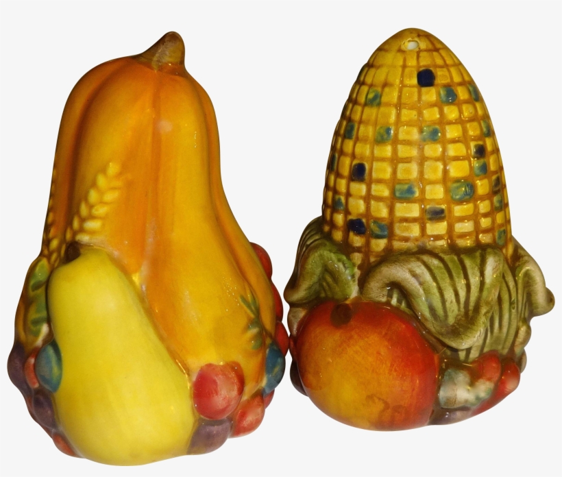 Indian Corn And Orange Gourd Salt And Pepper Shakers - Gourd, transparent png