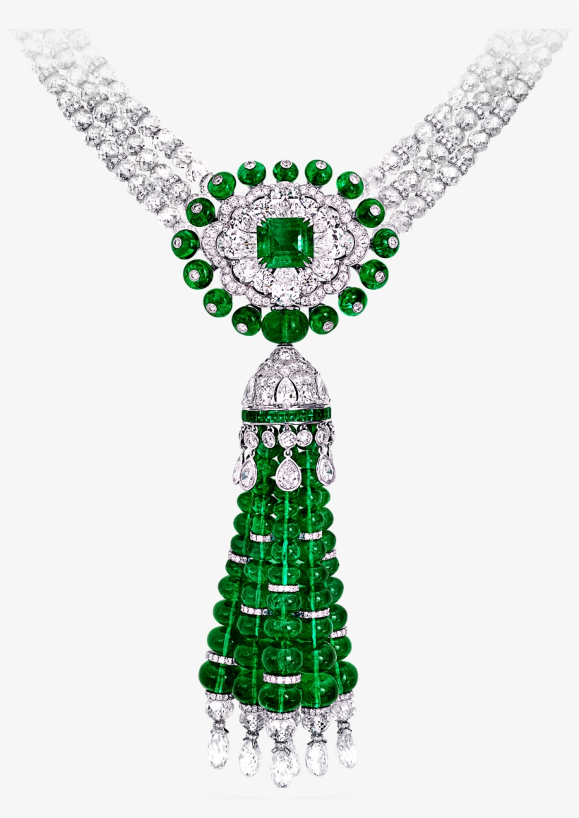 A Graff Emerald Bead And Diamond Necklace Detail View - Tassel Diamond Emerald Necklaces, transparent png