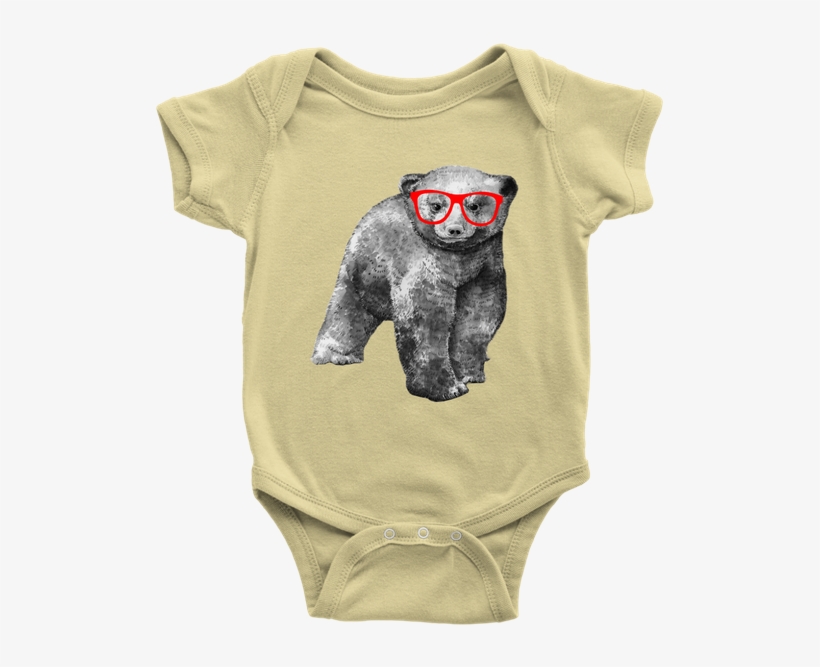 Hipster Grizzly Bear Baby Onesie, Woodland Animal Baby - Dinosaur Baby Onesie, transparent png