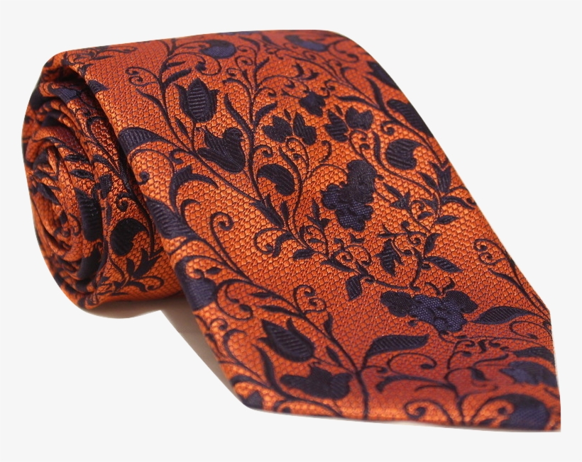 Orange Floral Extra Long Necktie, transparent png