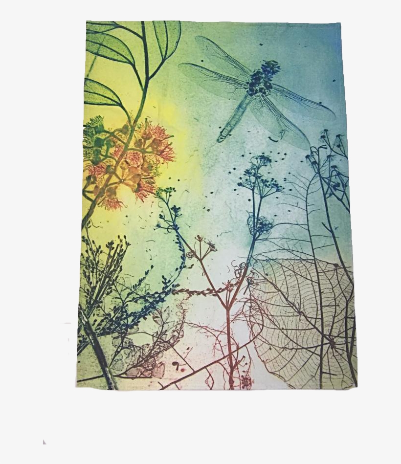 Dragonfly Tea Towel - Printmaking, transparent png