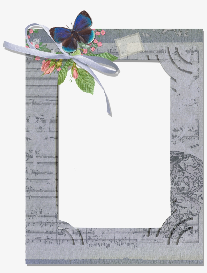 Grey Transparent Png Frame With Butterfly - Frame Free Transparent Designs Clip Art, transparent png