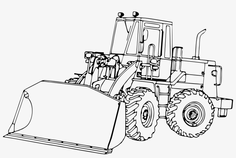 Black Clipart Bulldozer - Dibujo De Maquinarias Pesada, transparent png