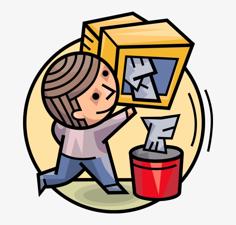 Vector Illustration Of Man Empties Junk Mail Electronic, transparent png