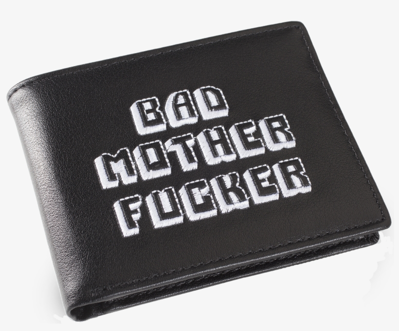Black/white Embroidered Bad Mother Fucker Leather Wallet - Black Bad Mother Fucker Wallet, transparent png