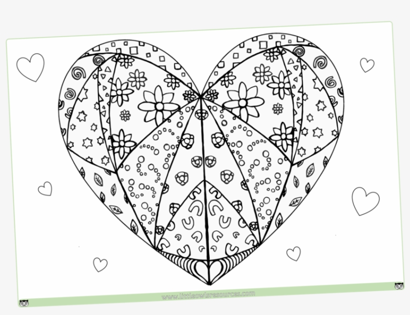 Mindfulness Heart Colouring Sheet - Line Art, transparent png