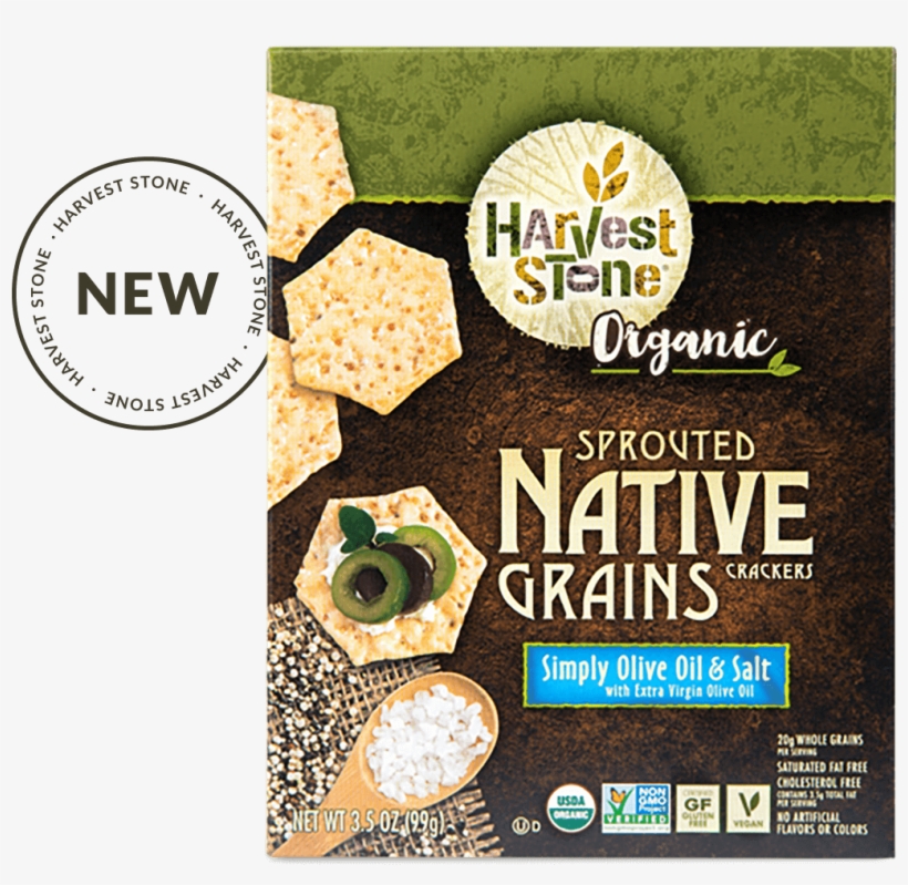 Organic Sprouted Native Grains Crackerssimply Olive - Harvest Stone Olive Oil Crackers, transparent png