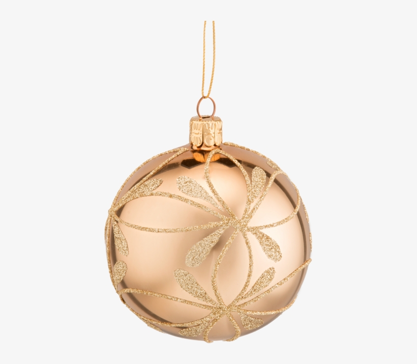 Glass Bauble Gold With Flowers, 8 Cm - Christmas Ornament, transparent png
