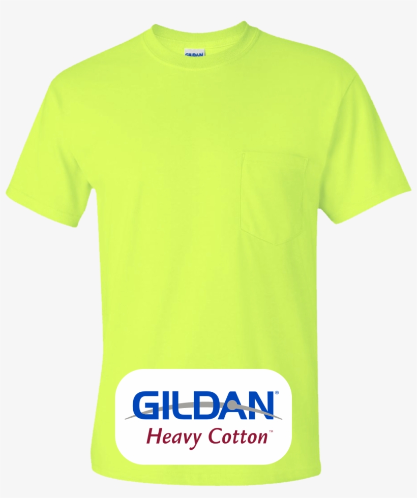 Gildan Custom Safety Green Pocket Tees - Neon Green Pocket T Shirts, transparent png
