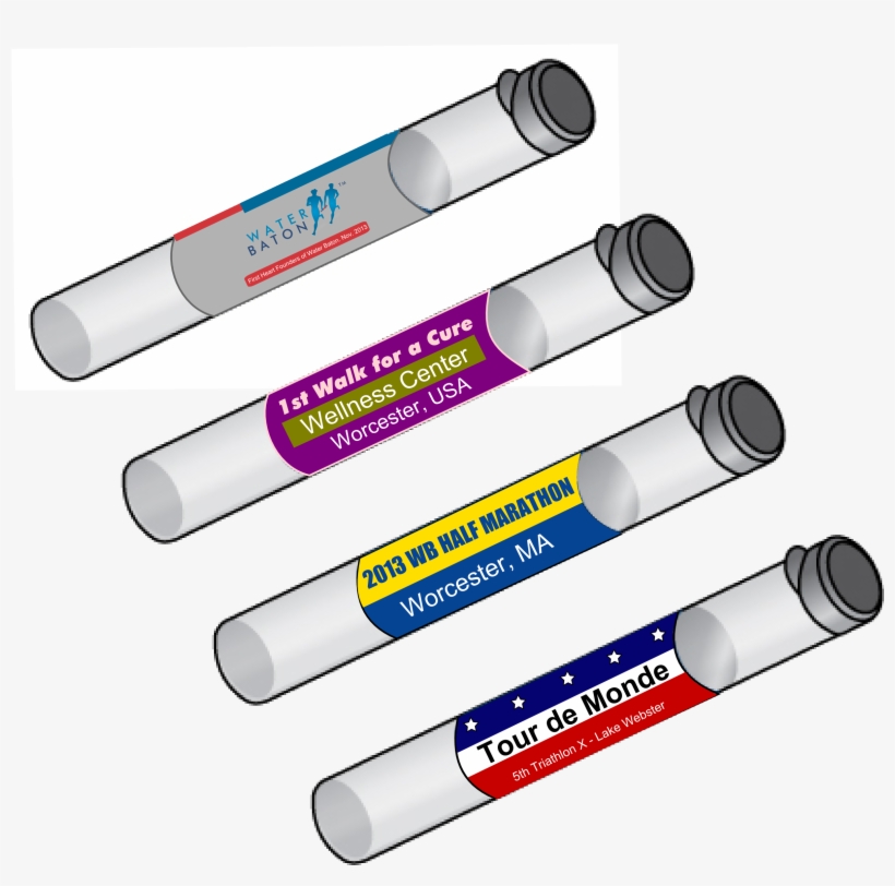 Water Baton Labels With Different Sponsors - Cylinder, transparent png