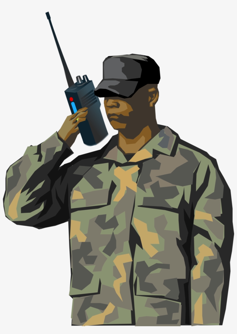 Soldier With Walkie Talkie Radio - Military Using Walkie Talkie, transparent png