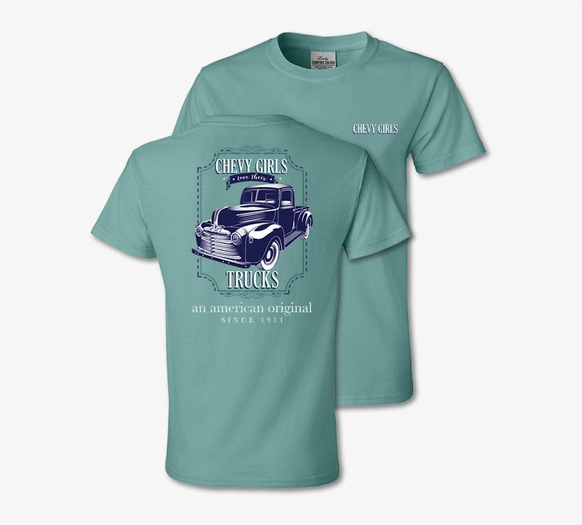 Ladies' Chevy Truck Girl Seafoam T-shirt - Antique Car, transparent png