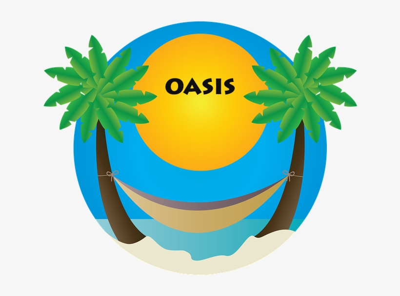 Word Oasis On An Animated Beach Palmier Hamac 663x720 PNG Download