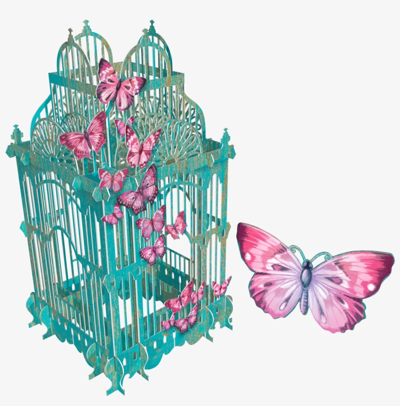 Blue Butterfly Cage, transparent png