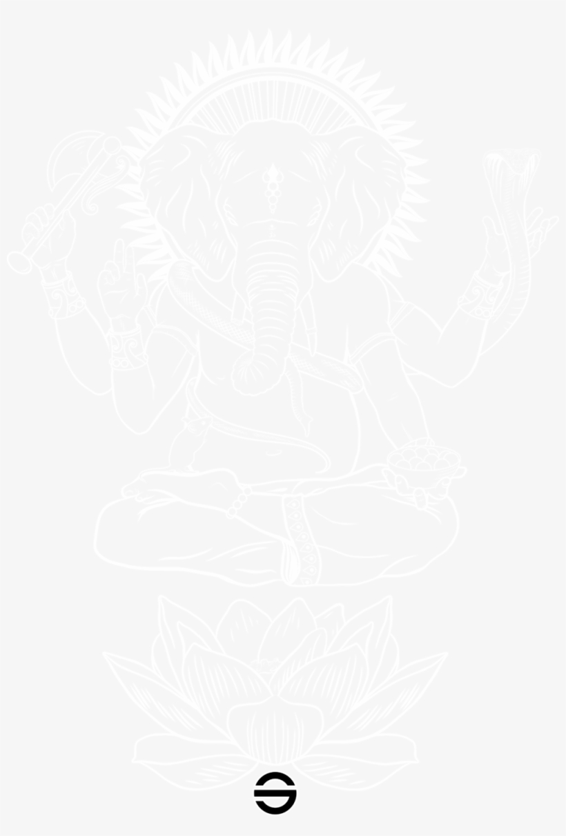 Ganesh White Outline Transparent Background W - Illustration, transparent png
