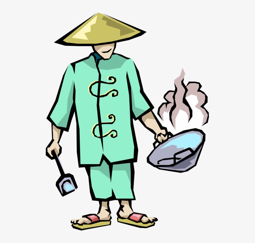 Vector Library Download Chef With Stir Fry Wok Vector - Chinese Cook Cartoon Png, transparent png