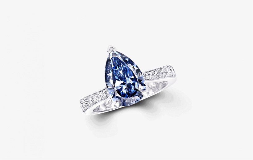 A Graff Ring Featuring A Fancy Deep Blue Pear Shape - Engagement Ring, transparent png