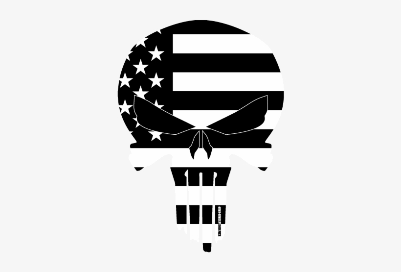 Black And White American Flag - Black And White American Flag Skull, transparent png