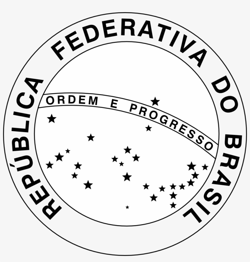 National Seal Of Brazil Black White Flag Clipartist - Simbolo Republica Federativa Do Brasil, transparent png