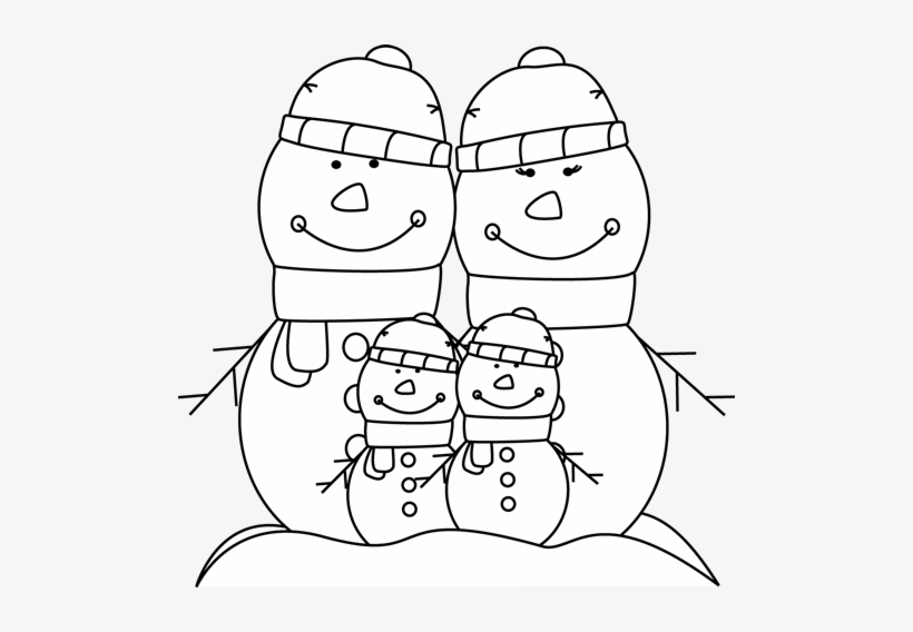 Black And White Snowman Family Clip Art - Snowmen Clip Art Black And White, transparent png