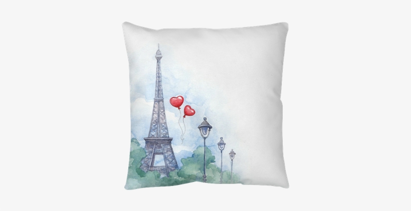 Watercolor Background With Illustration Of Eiffel Tower - Eiffel Tower People Watercolor, transparent png