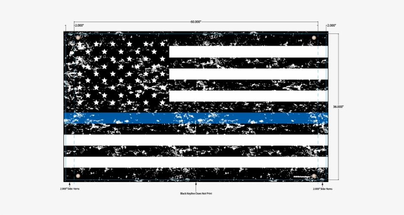 Grunge Thin Blue Line American Flag Banner - Fallen But Never Forgotten, transparent png