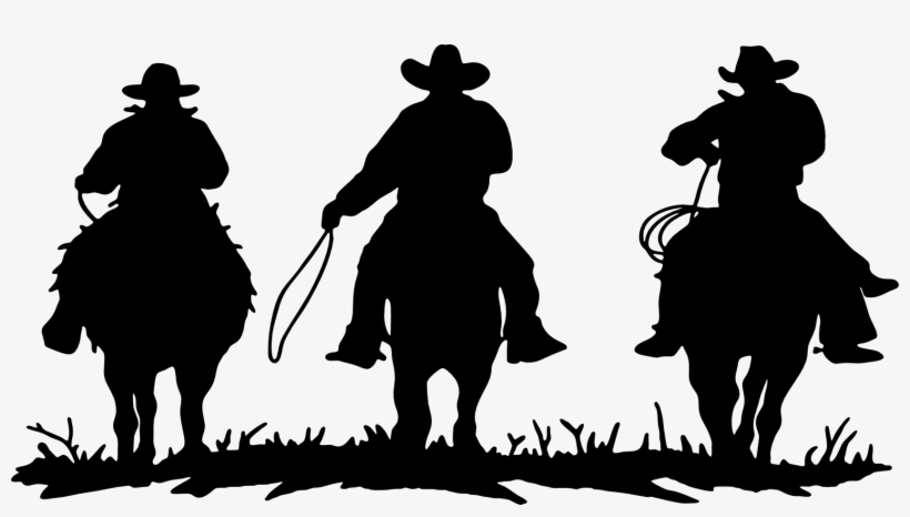 Vector Transparent Stock Horse Riders Cow Boy Wall - Cowboys On Horses Silhouette, transparent png