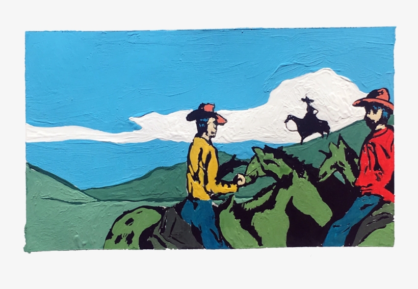 4horses3cowboys Copy - Painting, transparent png