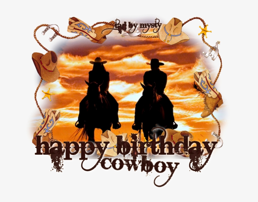 Cowboy Clipart Happy Birthday - Poster, transparent png