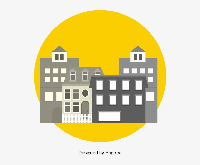 Vector Style Building Design Of Cartoon City, Cartoon, - Psd, transparent png