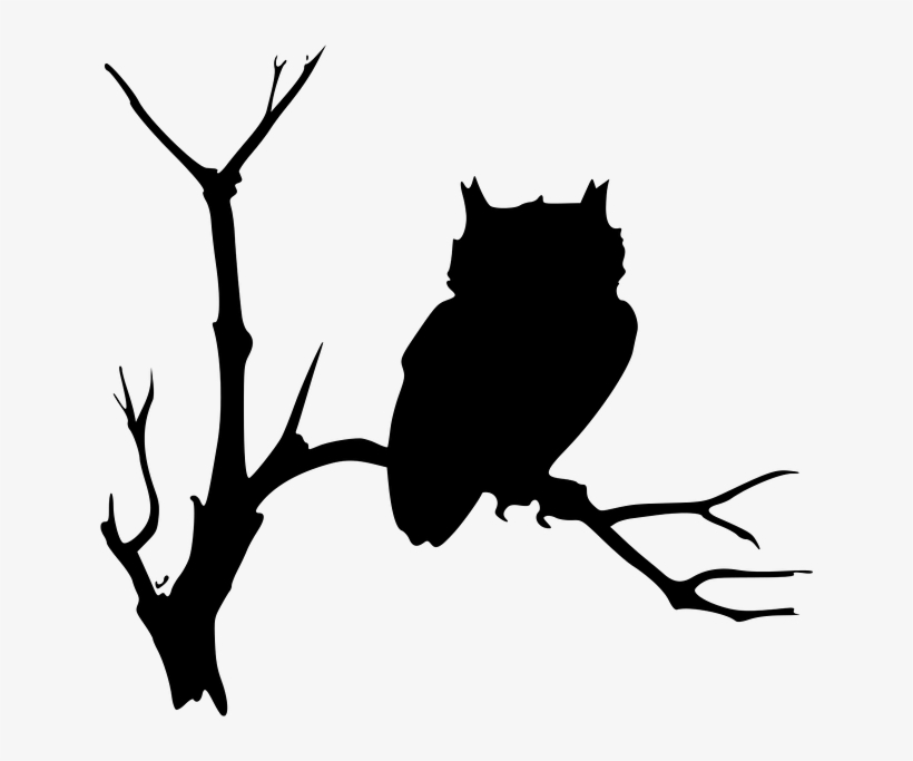 Owl Shilloutte On Limb Hogwarts Clipart Black And White - Making Of Mona [book], transparent png