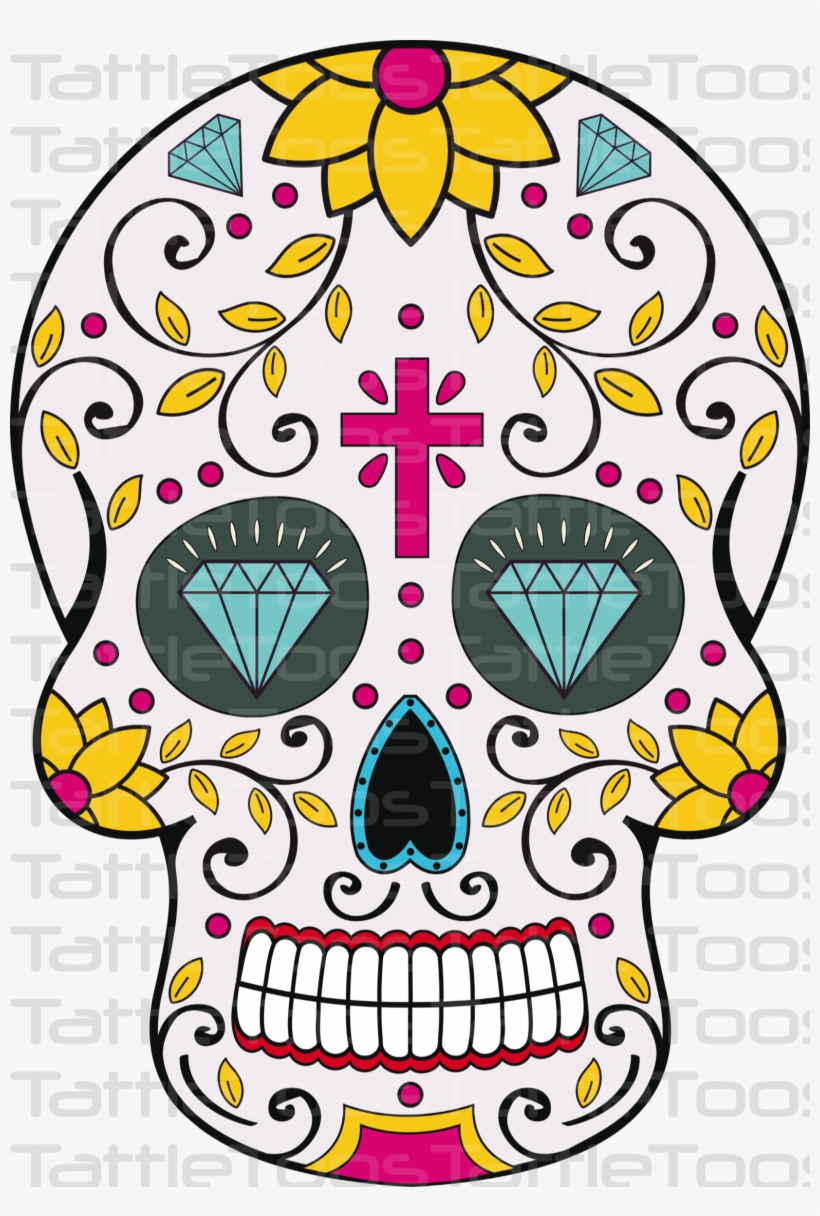 Girly Vector Sugar Skull, transparent png