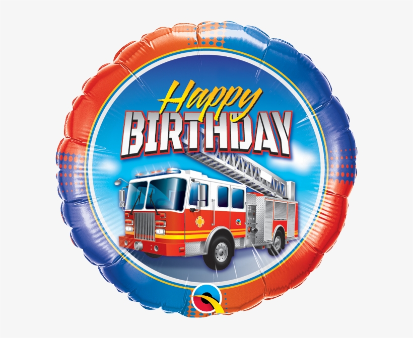 Birthday Fire Truck 18" Foil Balloon - Fire Truck Happy Birthday Foil Balloon, transparent png