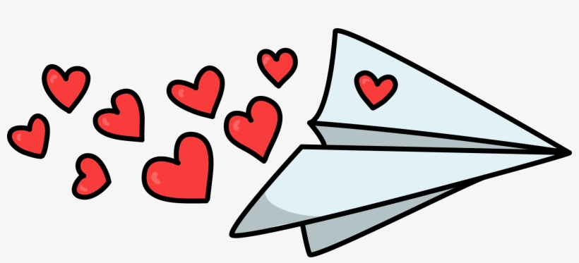 Free Paper Plane With Hearts Love High Resolution Clip - Paper Plane Png Clipart, transparent png