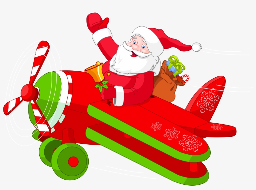 Image Free Download Christmas Airplane Clipart - Santa Airplane Clipart, transparent png