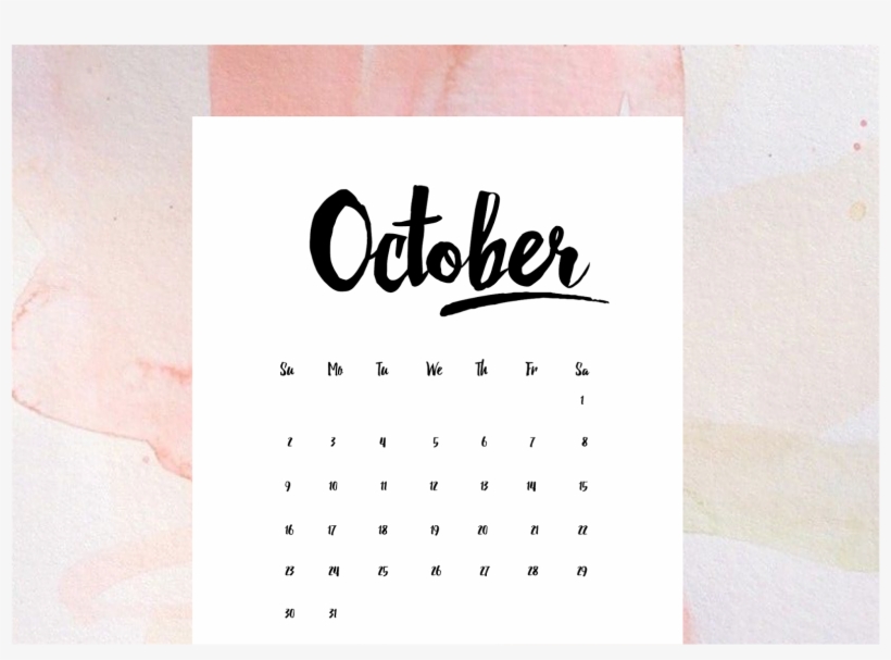 October 2016 Calendar - Paper, transparent png
