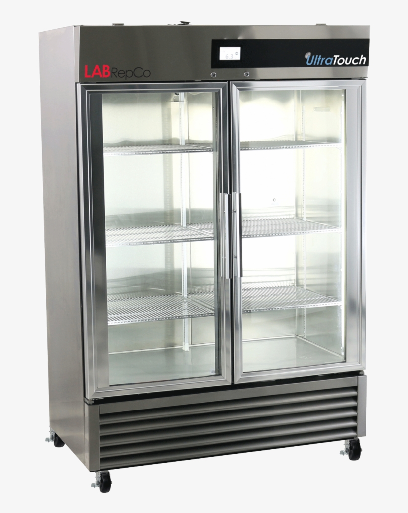 Glass Door Stainless Steel Refrigerator - Refrigerator, transparent png