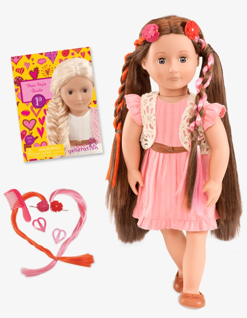Parker 18-inch Hairplay Doll With Pink Dress - Our Generation Dolls Hair Play, transparent png