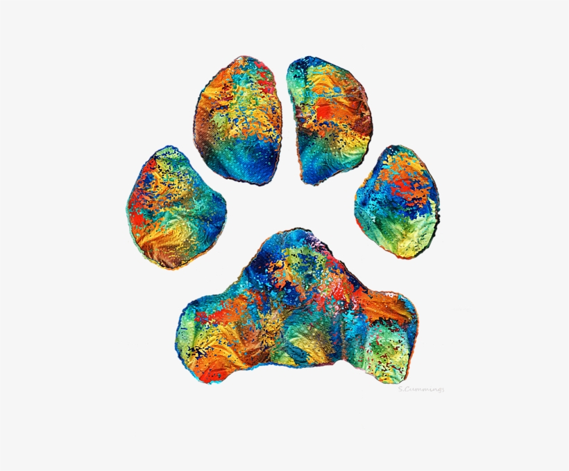 Print By Sharon Cummings By Sharon Cummings - Rainbow Bridge Paw Print, transparent png
